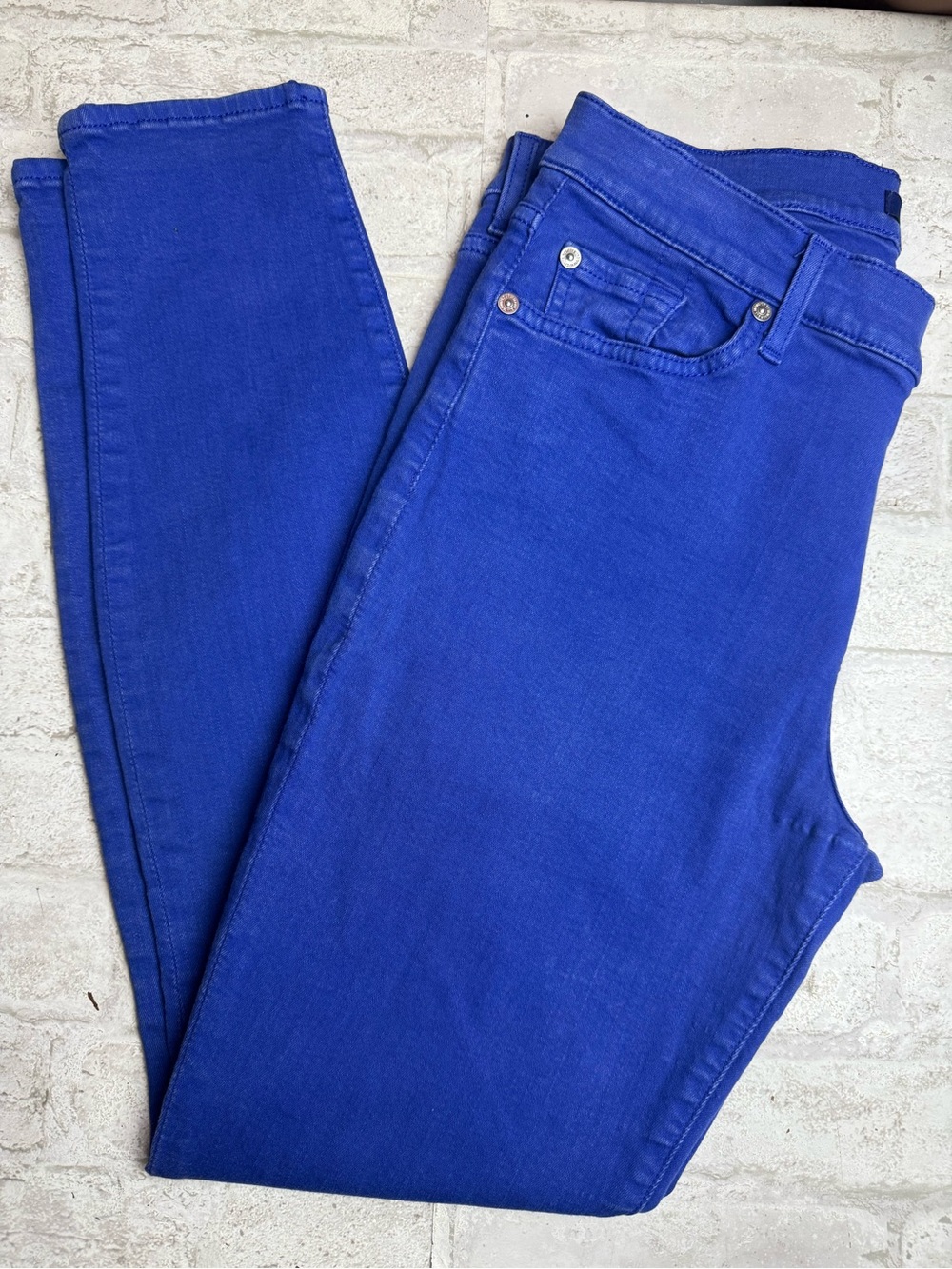 7 For All Mankind Skinny Jeans Jegging Bright Blue EUC 30 😍